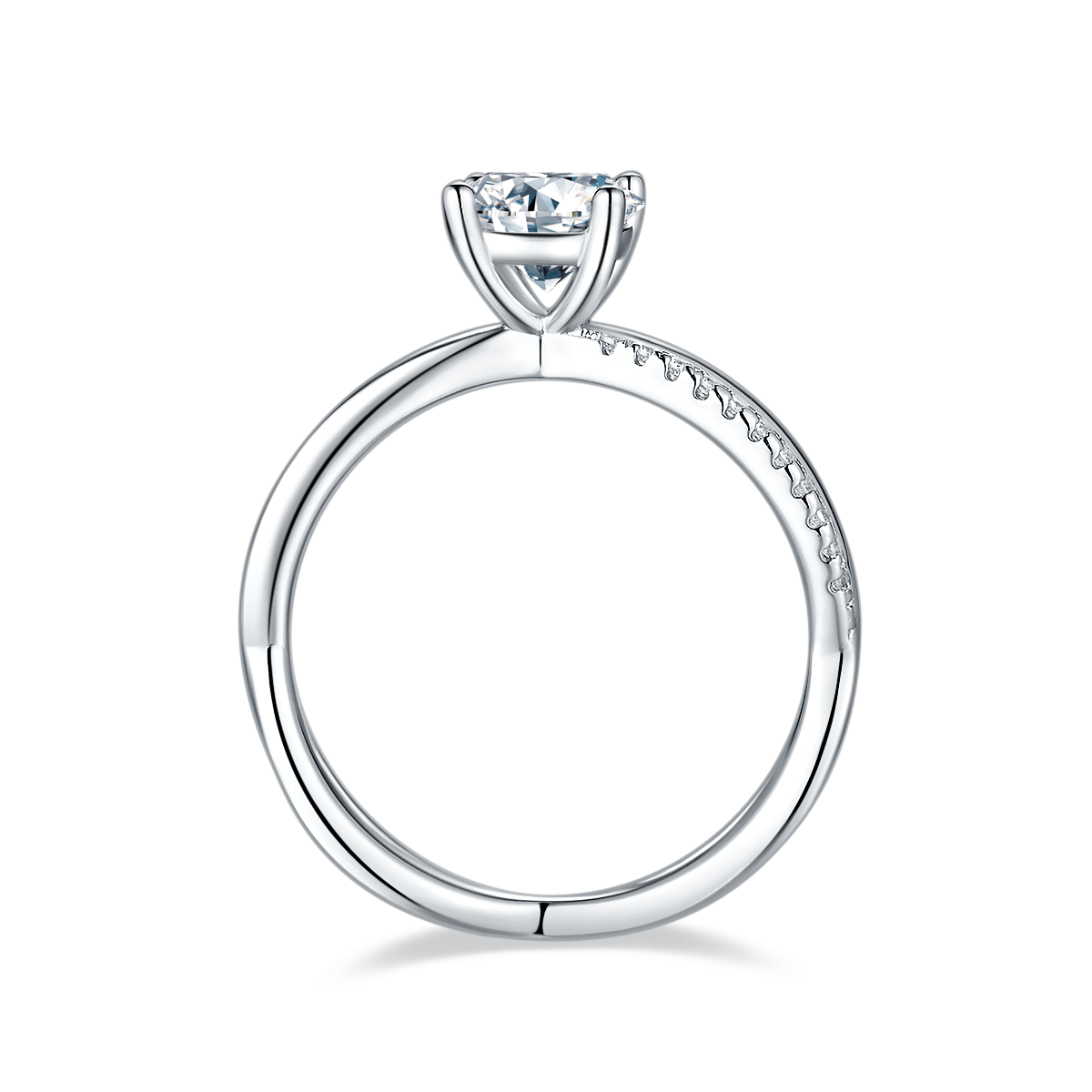 Double arm Liu Shishi S925 silver plated white gold Moissanite women's ring 1 carat D-grade